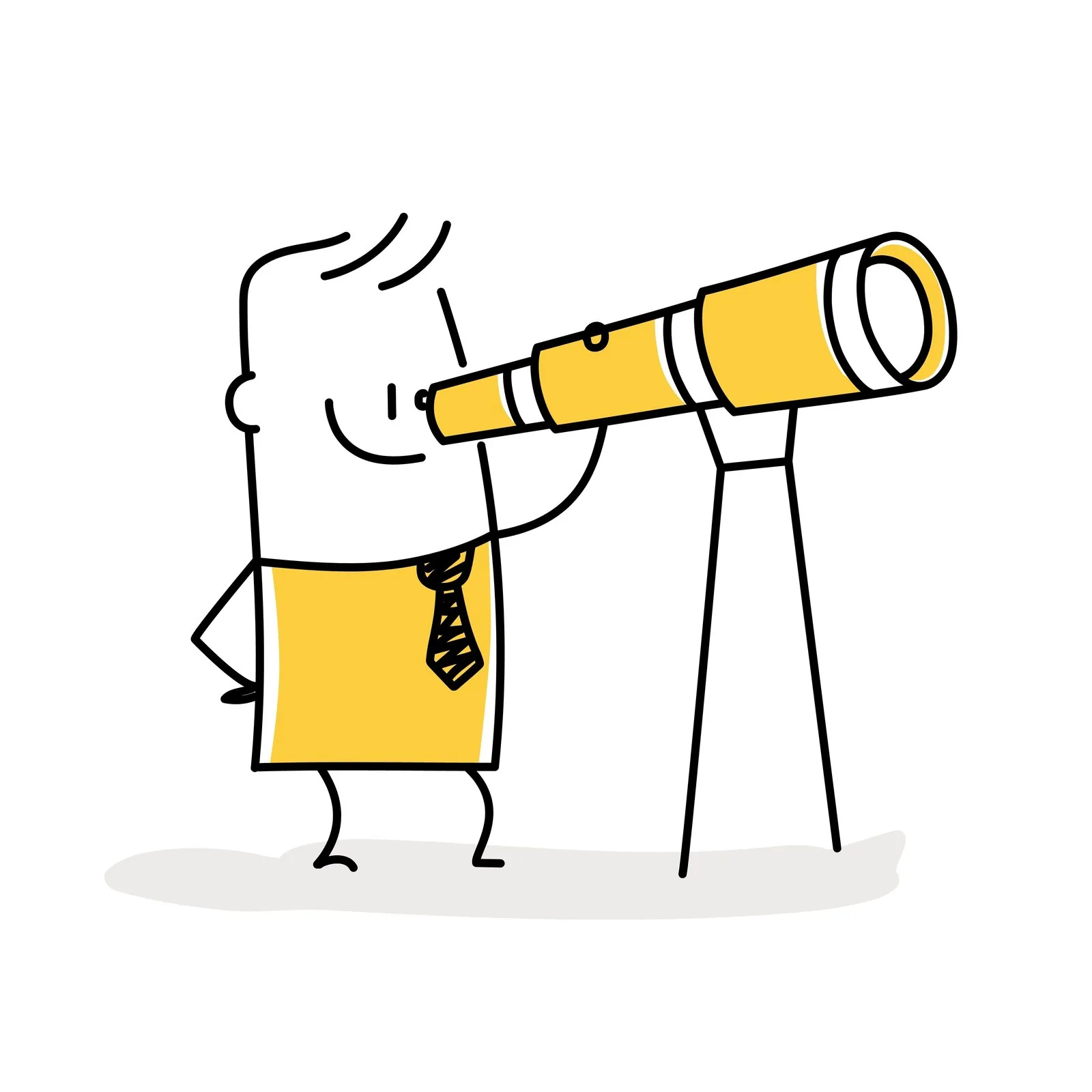 Playful Phase 3 illustration of a person looking through a telescope