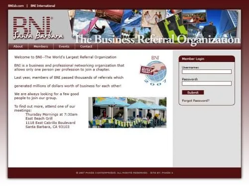 BNI Santa Barbara website project