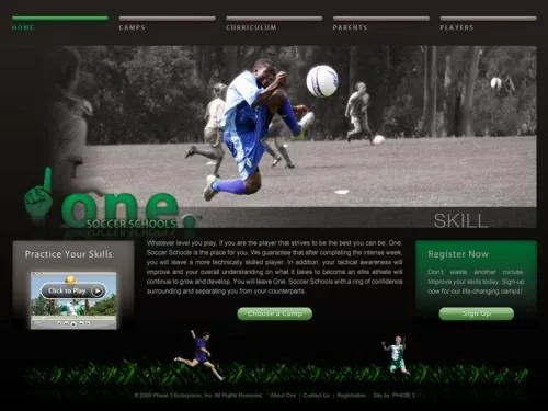 One Soccer Schools website project
