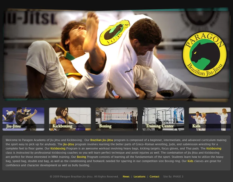 Paragon Brazilian Jiu-Jitsu website project