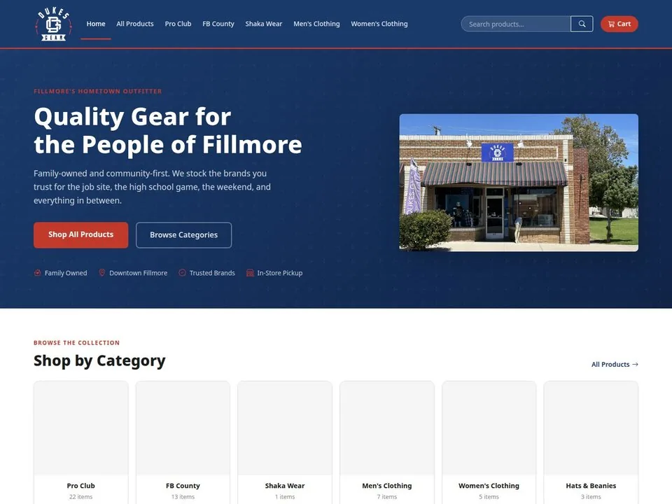 Duke's Gear 805 website homepage screenshot