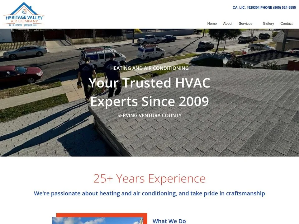 Heritage Valley Air website homepage screenshot