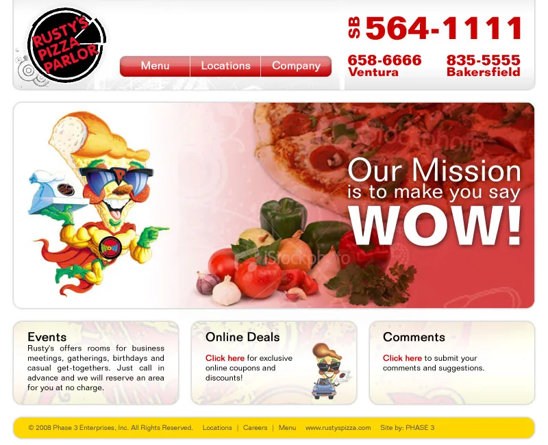 Rusty’s Pizza website project