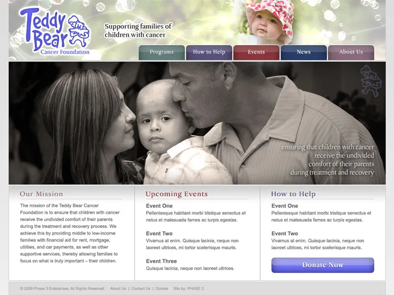 Teddy Bear Cancer Foundation website project